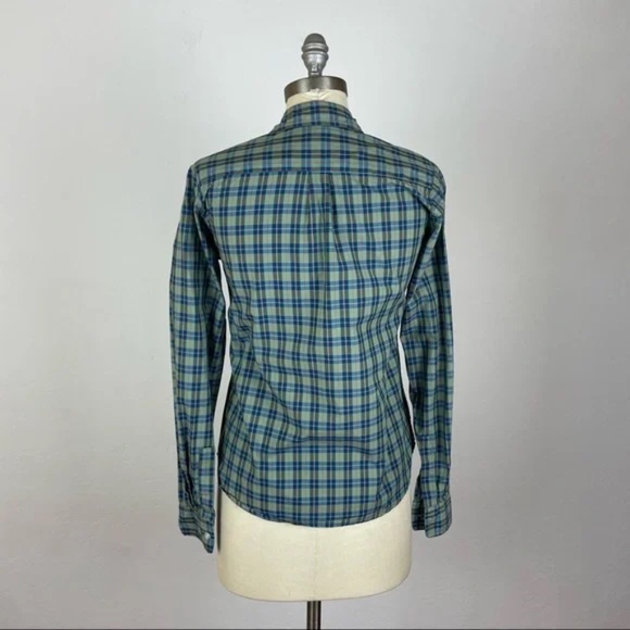 Steven Allen Plaid Button Down S EUC Green Blue Twist Reverse Seam - Picture 6 of 11